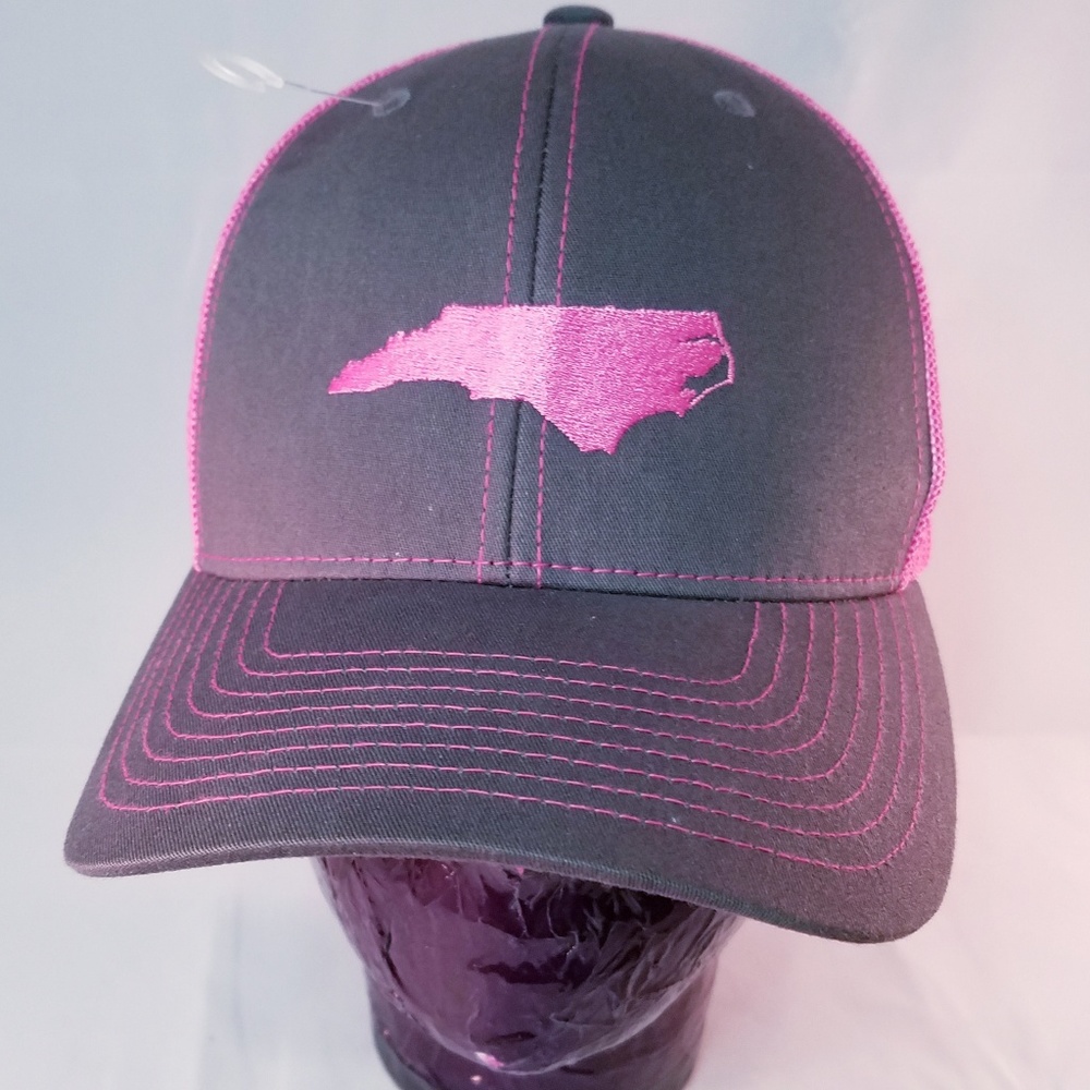 North Carolina state Embroidered Pink/Gray Hat